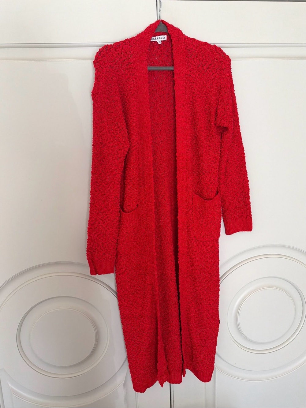 Cozy Long Open-Front Red Cardigan by Barefoot Dreams